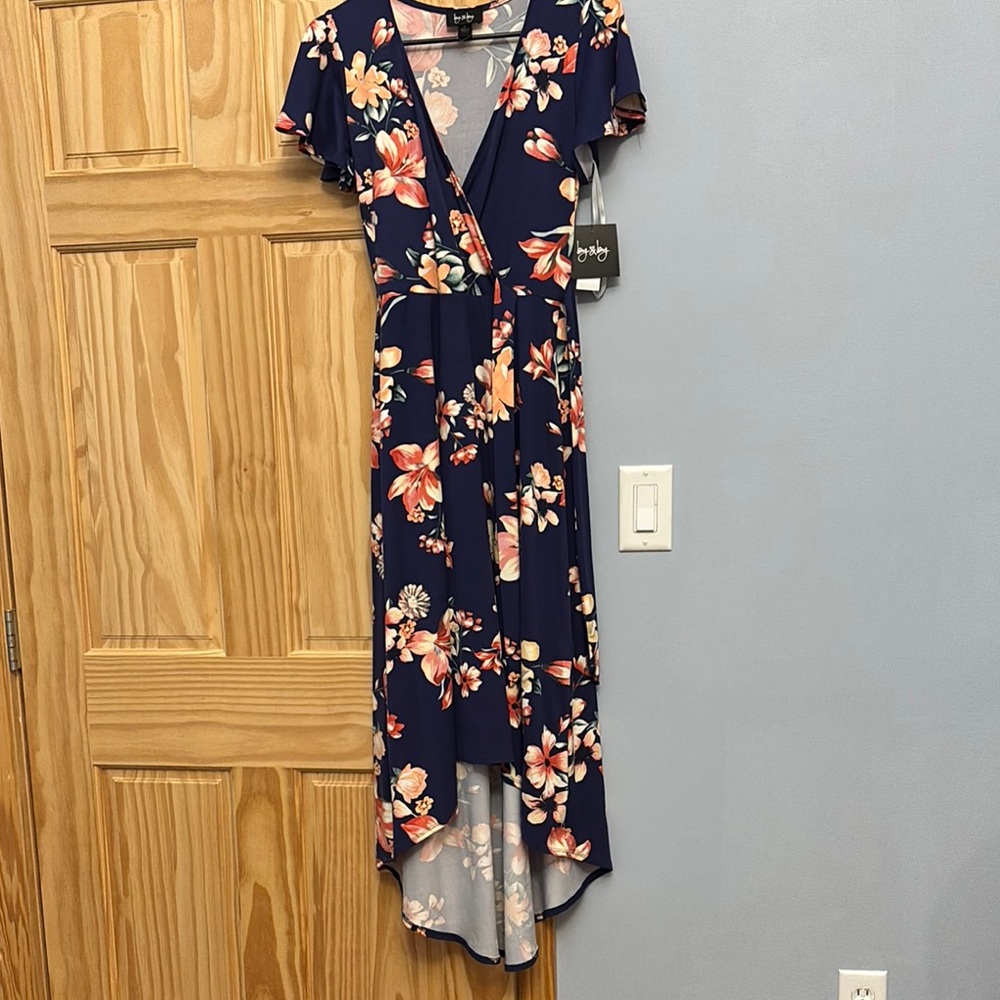 Navy Floral Wrap Dress